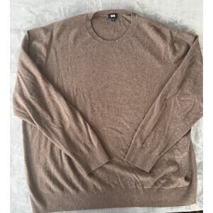 Uniqlo Men's 100% Cashmere Crewneck Sweater Heathered Beige Classic Preppy 3XL